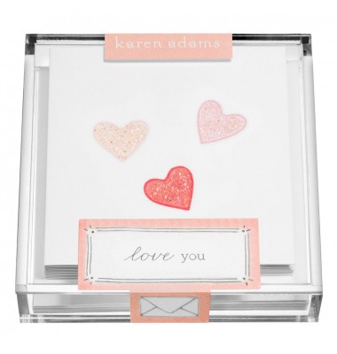 Gift Enclosure, Hearts in Acrylic Box, Karen Adams